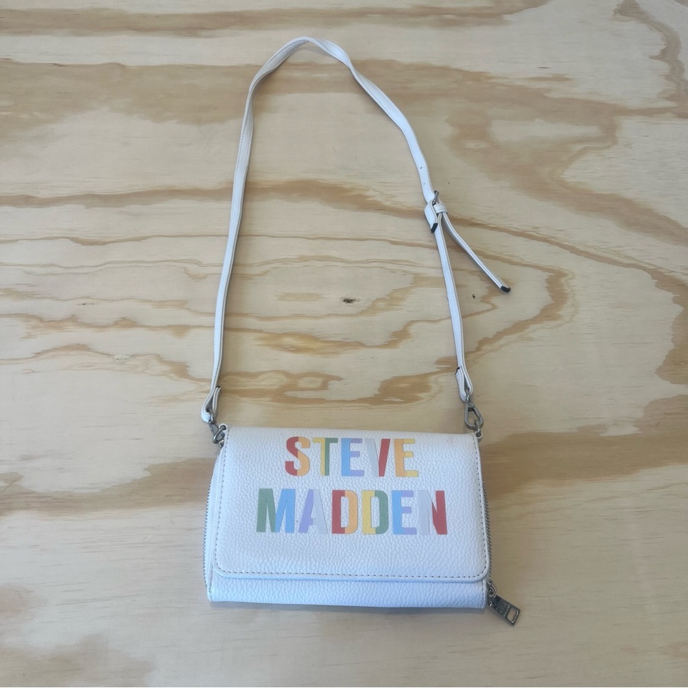 STEVE MADDEN WHITE BLAURIE CROSS BODY PURSE